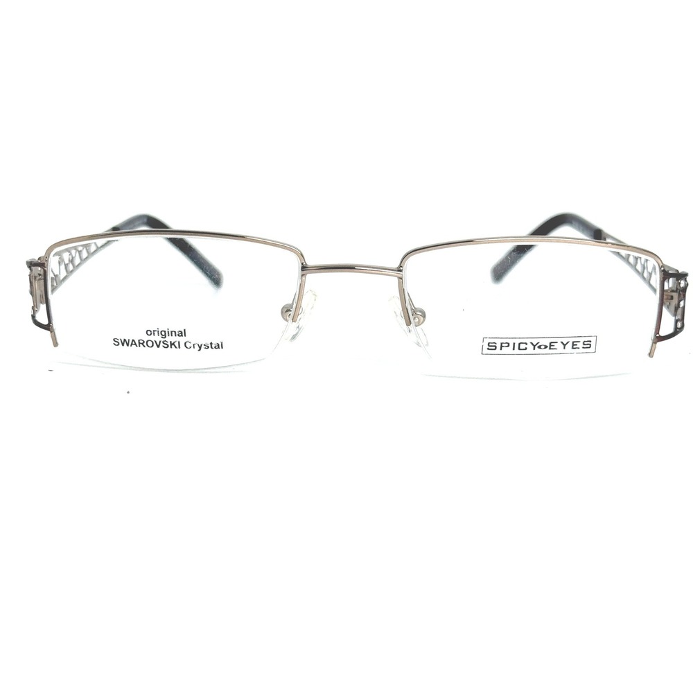 Spicy Eyes SE 530 BR Eyeglasses Frames Brown Silver Swarovski Crystal 48-17